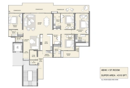 4 BHK + ST Room 4315 SQFT
