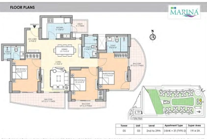 3BHK + 3T 1914 SQFT TYPE 2