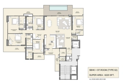 5 BHK + ST Room 6220 SQFT