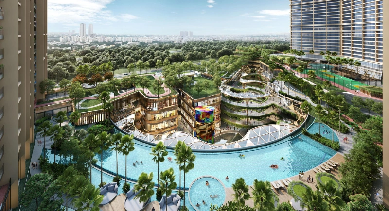 Sprawling Podium with swimming pool