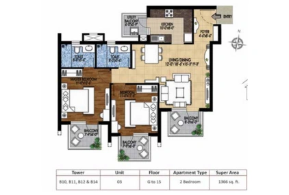 2 BHK 1366 SQFT