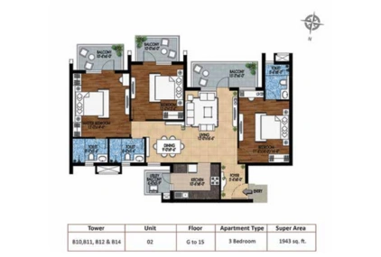 3 BHK 1943 SQFT