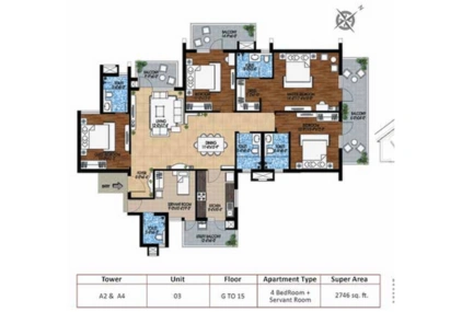 4 BHK + Servant Room 2746 SQFT