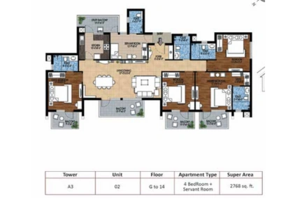 4 BHK + Servant Room 2768 SQFT