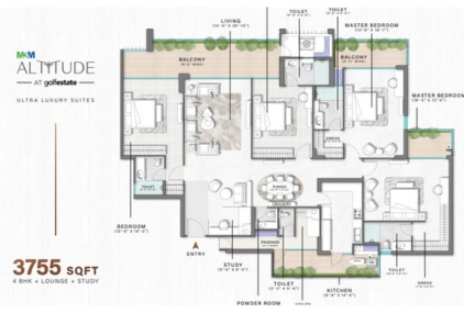 M3M Altitude Floor Plan 4bhk