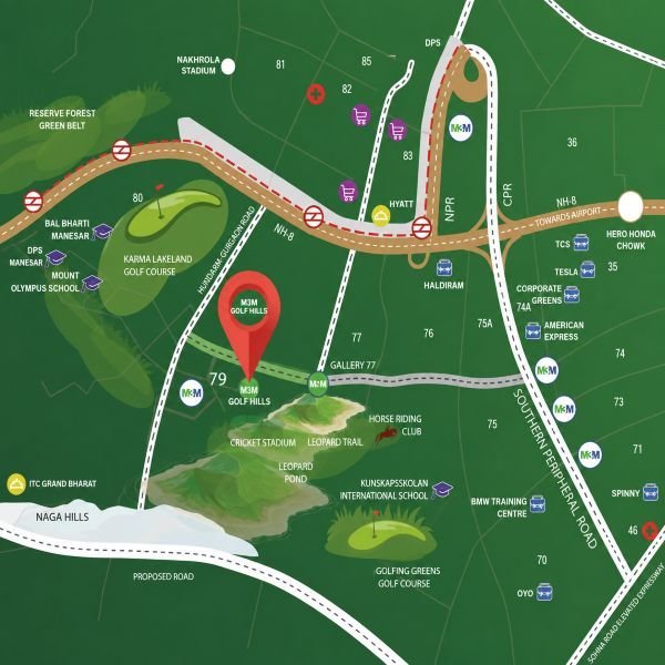 Location Advantages of M3M Golf Hills 