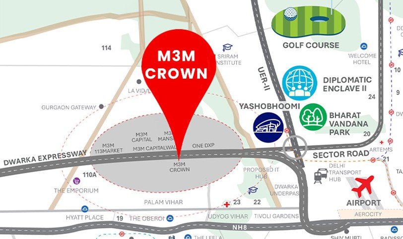 Project Location Of M3M Crown 