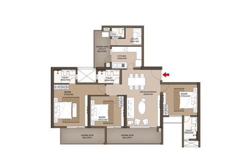 M3M Heights Sector 65 Gurgaon floor plan - 3 BHK