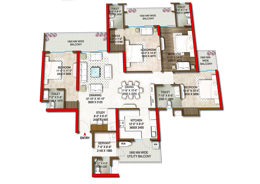 4.5 BHK + Servant