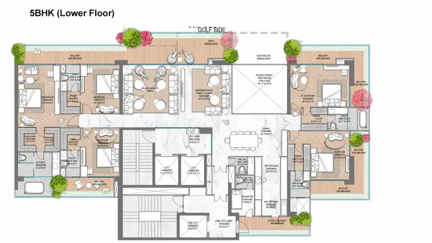 M3M Jacob and Co floor plan - 5 BHK (Lower Floor)