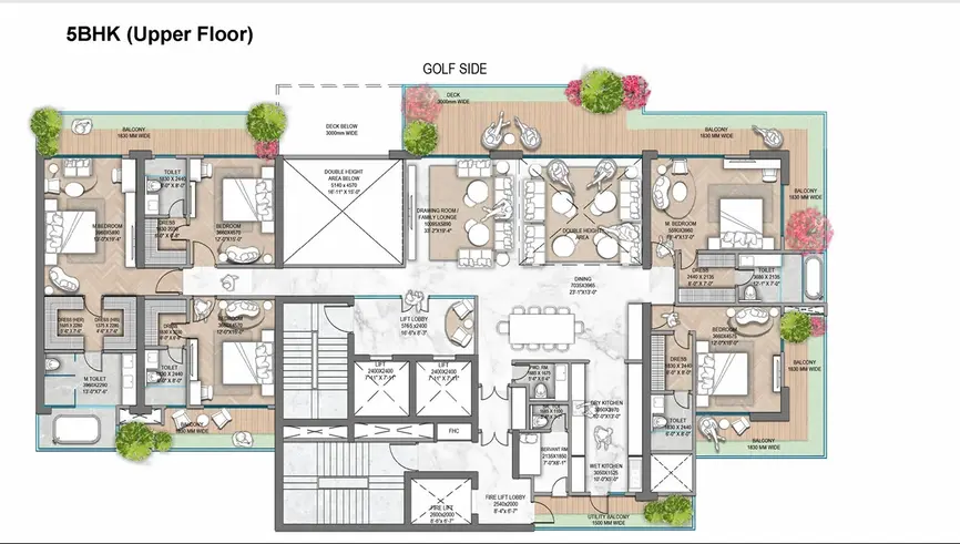 M3M Jacob and Co floor plan - 5 BHK (Upper Floor)