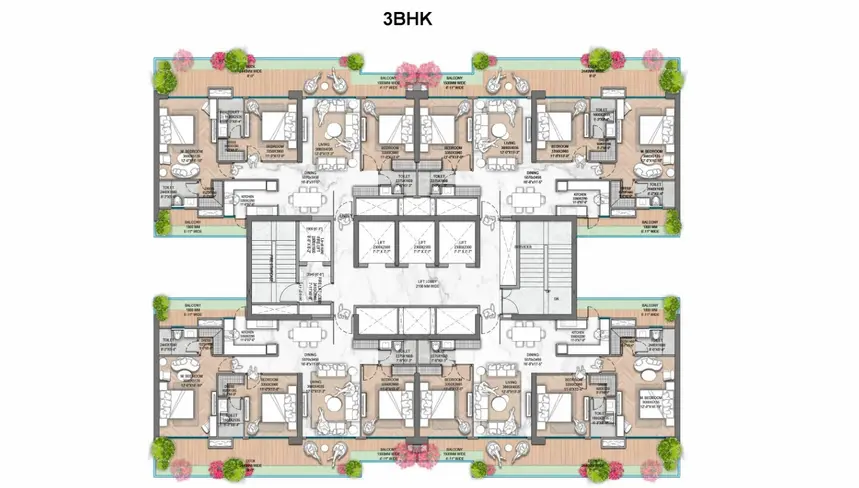 M3M Jacob and Co floor plan - 3 BHK