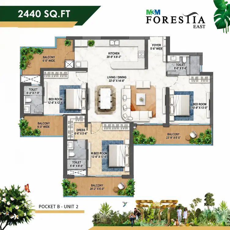 M3M Forestia East floor plan - Pocket B Unit 2