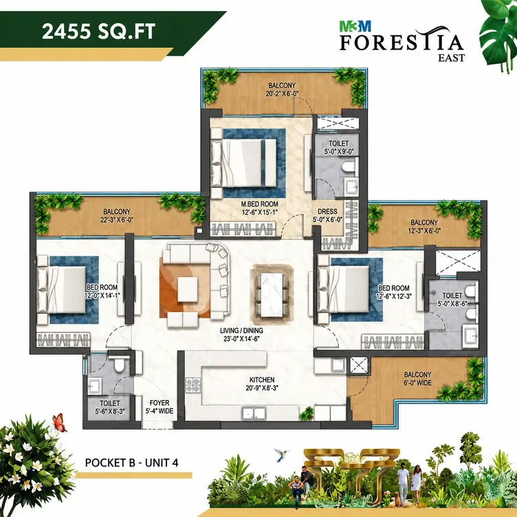 M3M Forestia East floor plan - Pocket B Unit 4