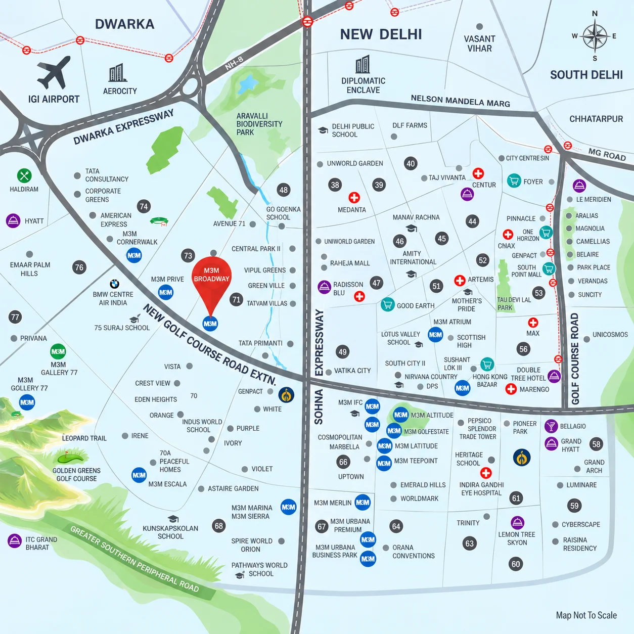 M3M Broadway Gurgaon location