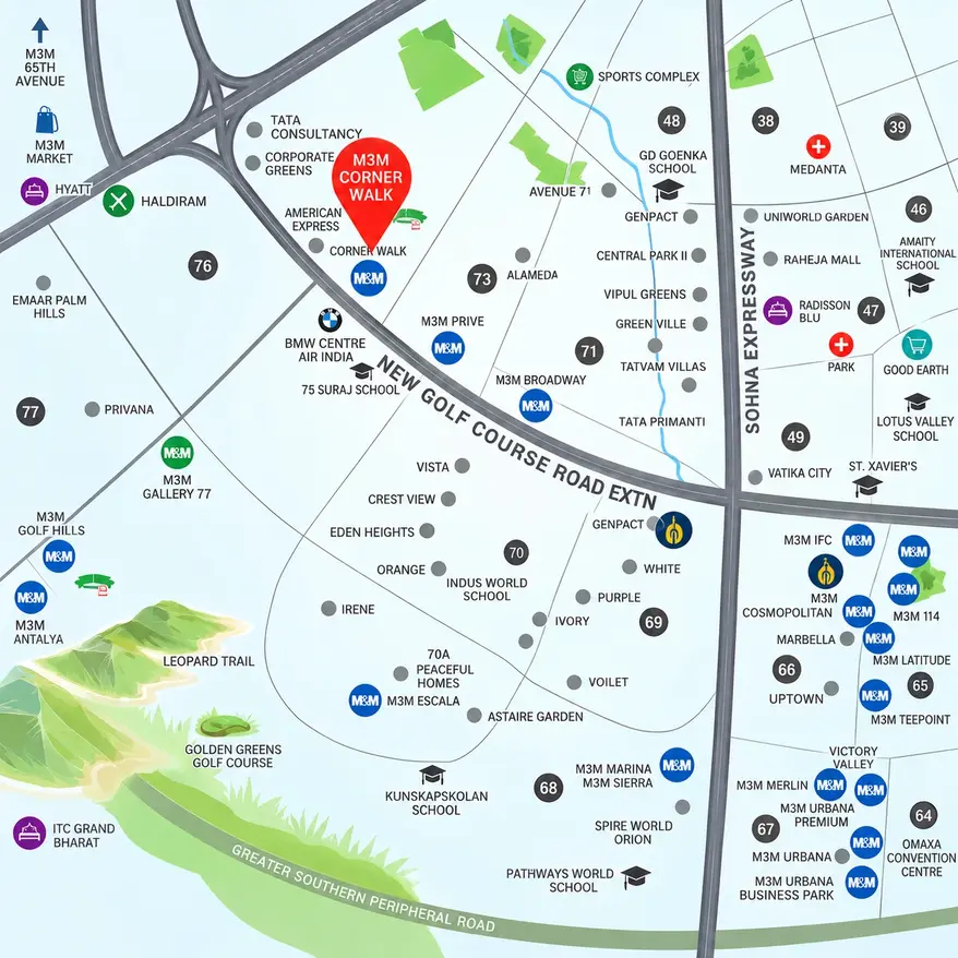 M3M Corner Walk location 