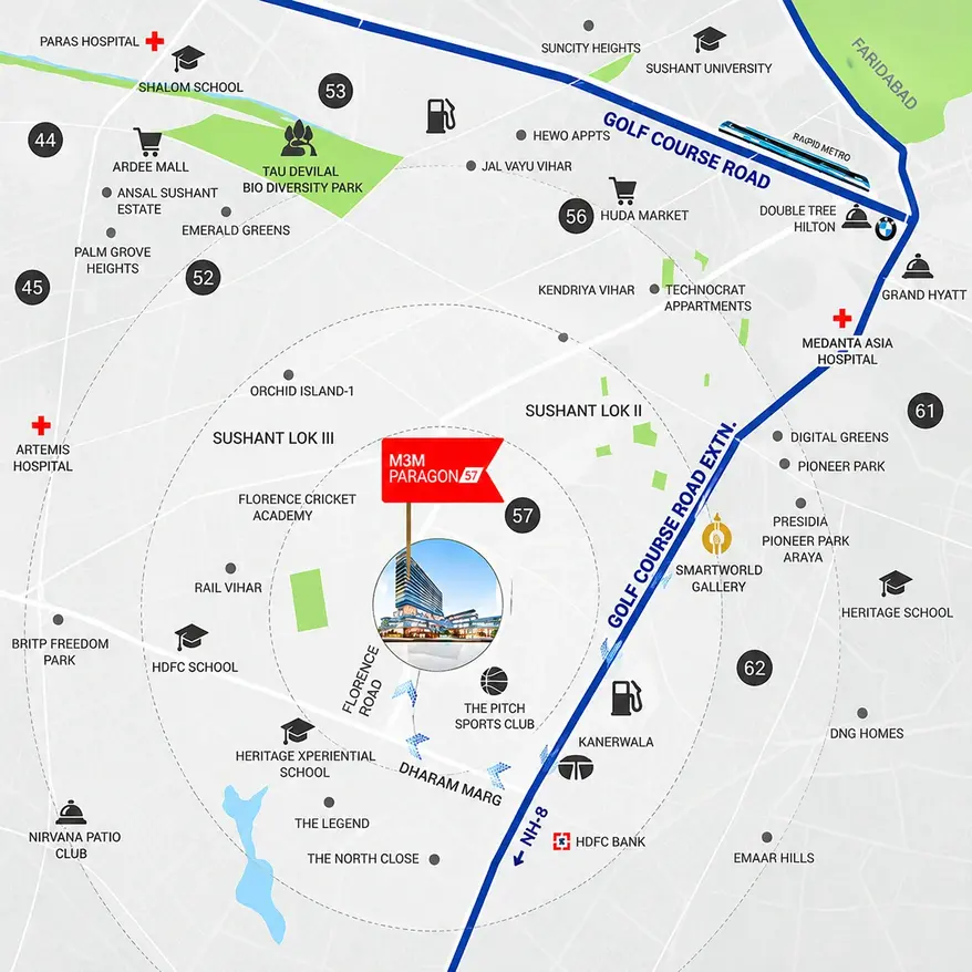M3M Paragon Sector 57 Location