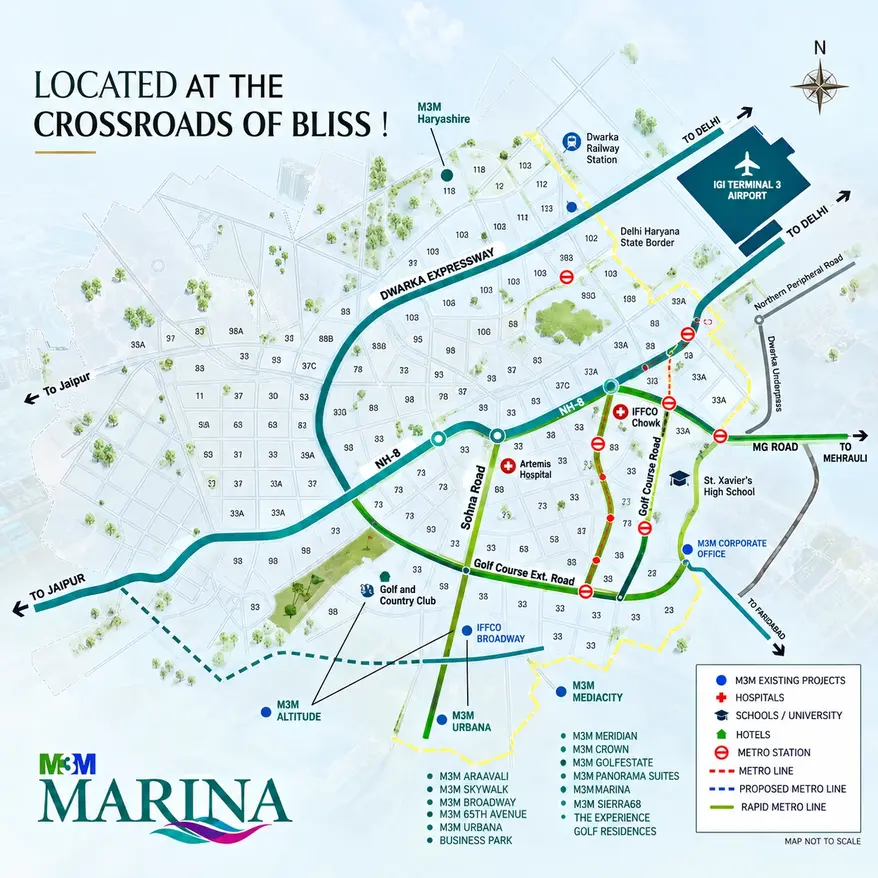 M3M Marina Sector 68 Gurgaon Location Map