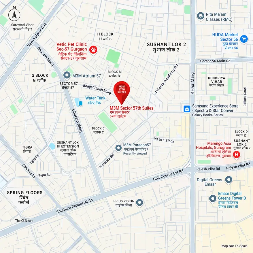 M3M 57th Suites Sector 57 Gurgaon Location