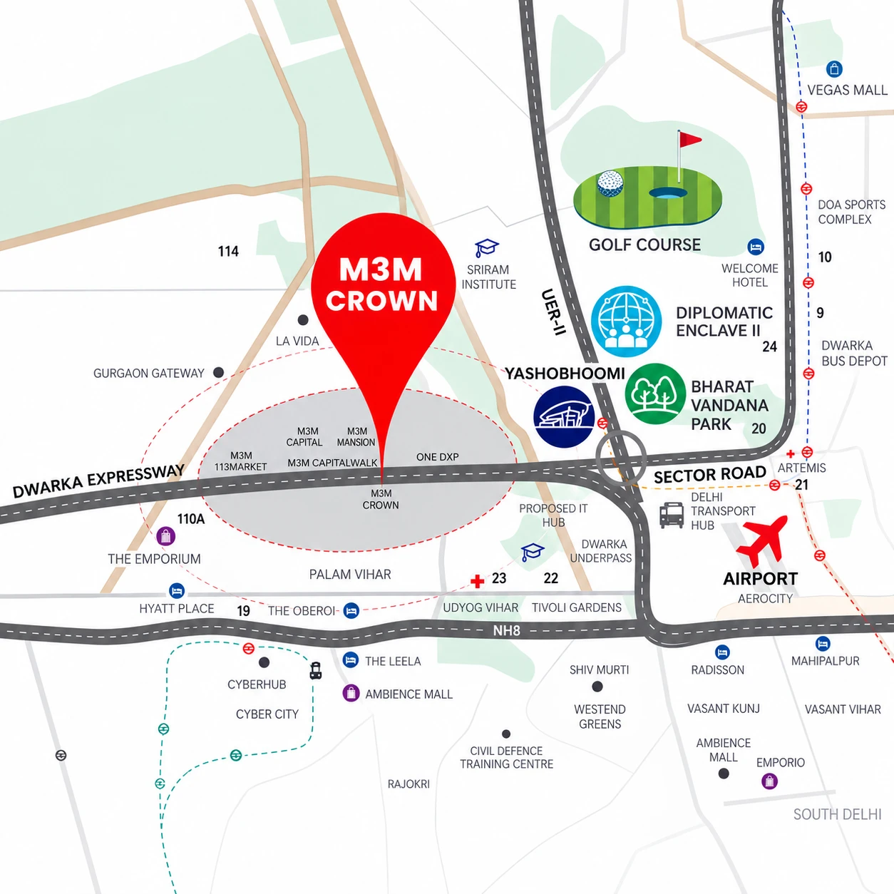 Project Location Of M3M Crown 